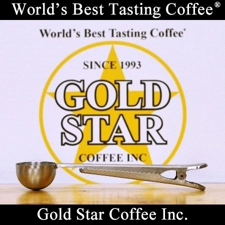 Gold Star Coffee Silver Coffee Scoop & Clip